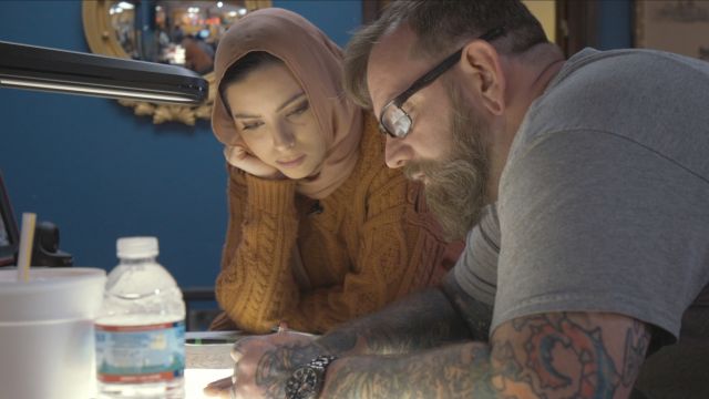 Newsy's Noor Tagouri with Dave Cutlip of Southside Tattoos
