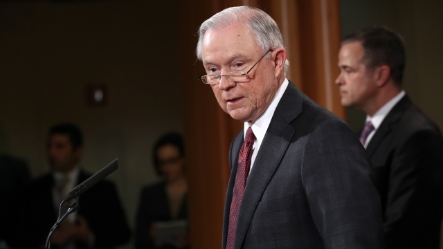 Attorney General Jeff Sessions speaks during a press conference.