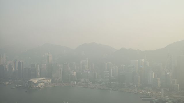 A city covered in smog