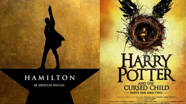 Posters for "Hamilton" and "Harry Potter and the Cursed Child"