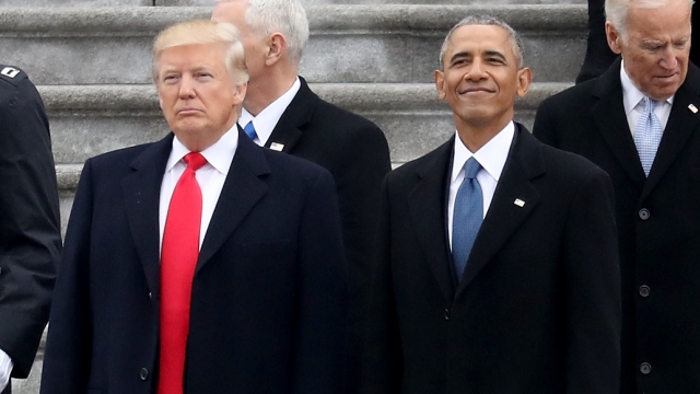 Presidents Trump and Obama.