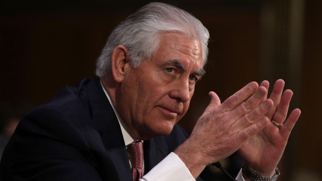 Rex Tillerson testifies during his confirmation hearing.