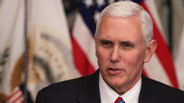 Vice President Mike Pence speaks during a swearing-in ceremony