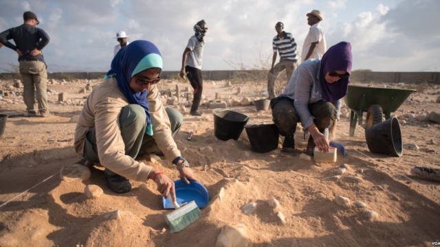 Investigators exhume bodies from a mass grave in Somaliland.