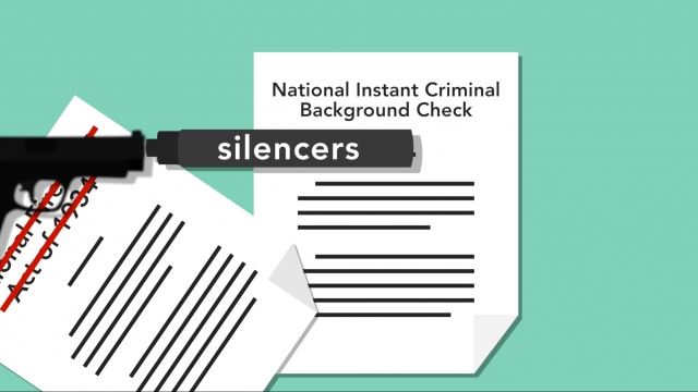 A gun with a silencer on top of a law that says National Instant Criminal Background Check