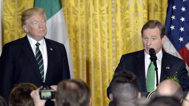 President Donald J. Trump listens as Irish Taoiseach Enda Kenny speaks.