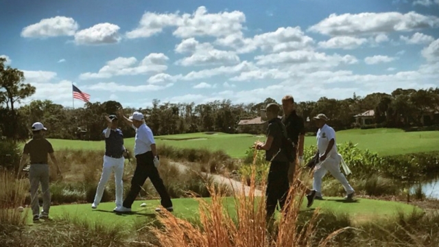 President Donald Trump and Japanese Prime Minister Shinzo Abe on the golf course