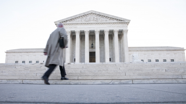 A man walks up to the U.S. Supreme Court building