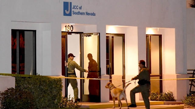 Las Vegas Metropolitan Police Department K-9 officers search the Jewish Community Center of Southern Nevada.