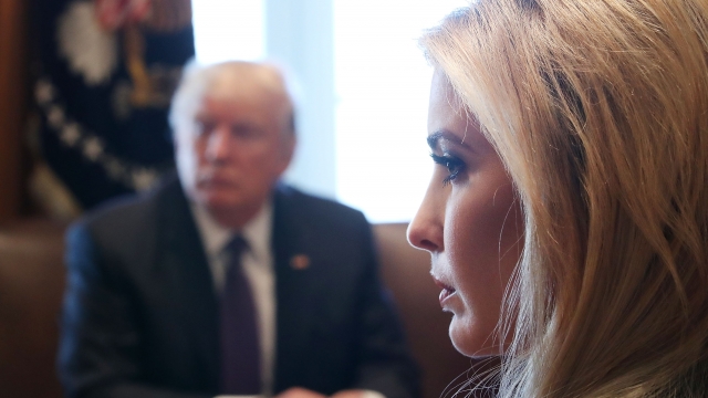 Ivanka Trump attends a round table discussion with her father U.S. President Trump and Canadian PM