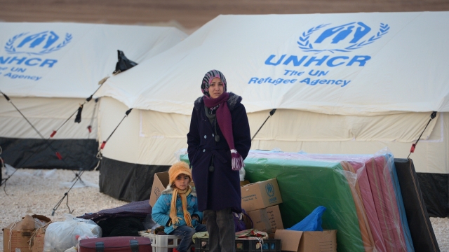 Syrian refugees at a U.N. camp