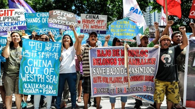 Protestors rally against China's territorial claims in the South China Sea.