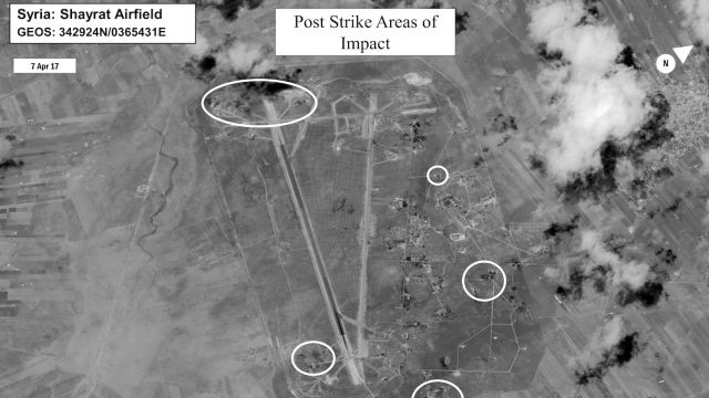 Aftermath of U.S. airstrikes on Syrian airbase