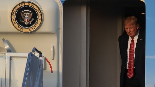President Trump arrives on Air Force One at the Palm Beach International Airport