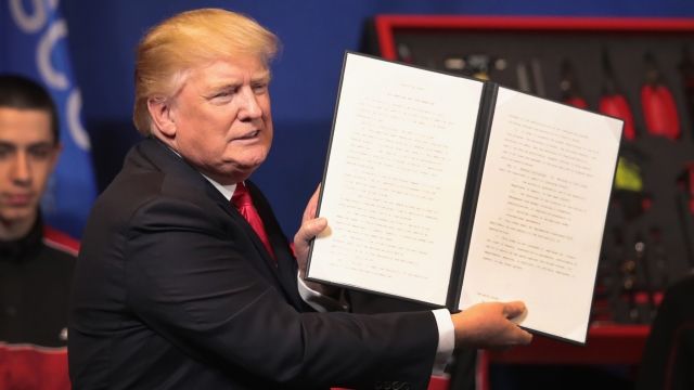 President Donald Trump with Buy American executive order