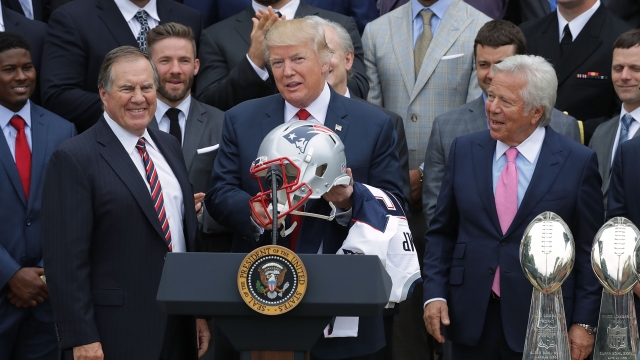 President Donald Trump with members of the New England Patriots.