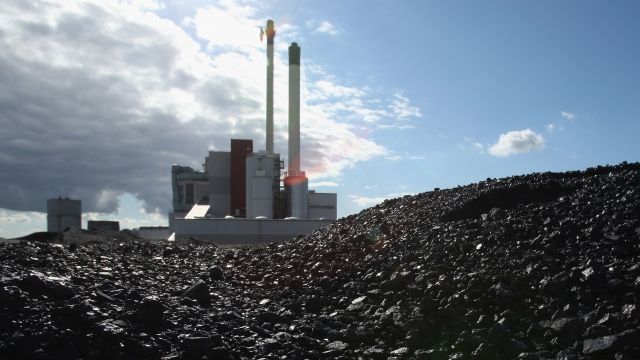 A coal- and garbage-burning power plant