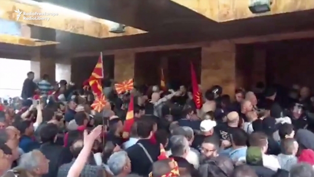 Protests outside Macedonia's parliament