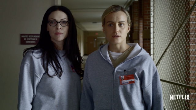 Netflix's "Orange is the New Black" stars Laura Prepon as Alex Vause and Taylor Schilling as Piper Chapman