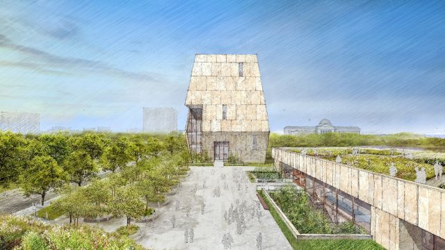 A drawing of the planned Obama presidential center.