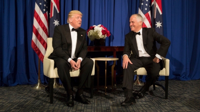 President Donald Trump and Australian Prime Minister Malcolm Turnbull meet.