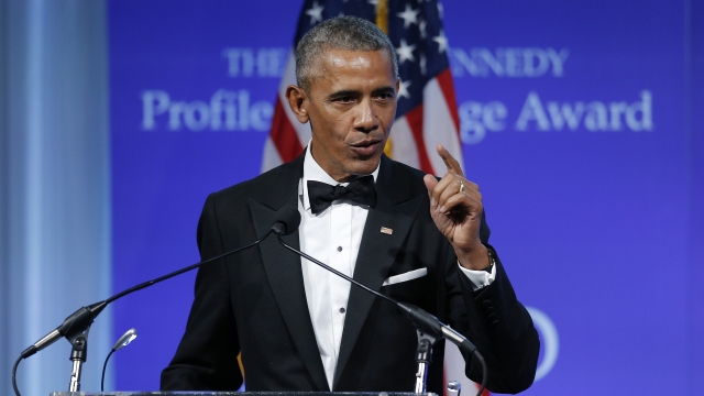 President Barack Obama accepting the John F. Kennedy Profile in Courage award.