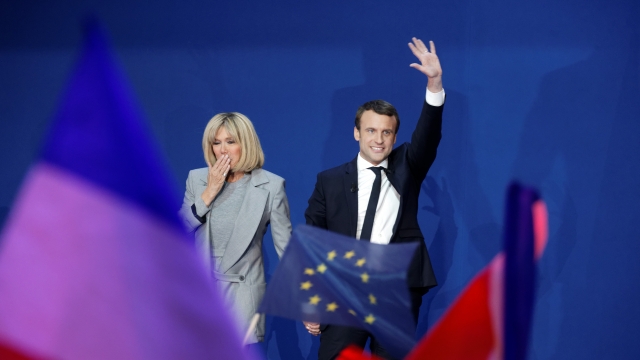 Newly elected French president Emmanuel Macron and his wife Brigitte
