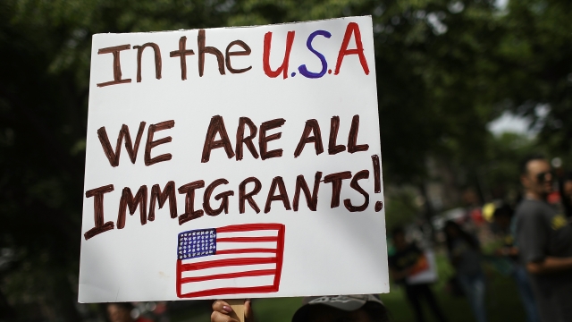 Signs at immigration protest