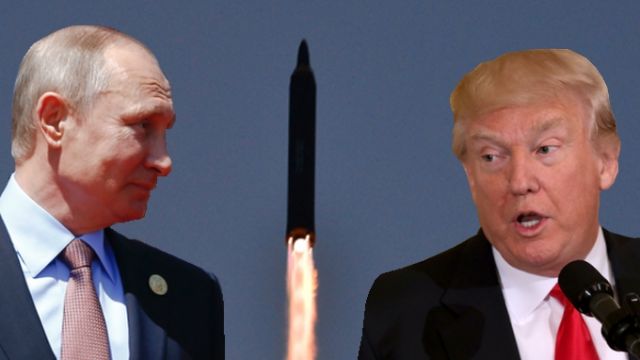 Presidents Trump and Putin and a North Korean missile.