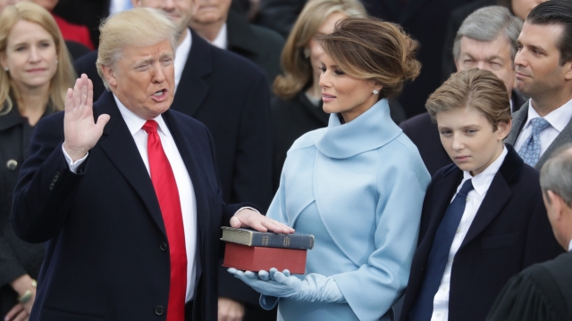 Donald, Melania and Barron Trump at the presidential inauguration.