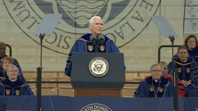 Vice President Mike Pence speaks at Notre Dame's 2017 graduation ceremony.