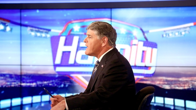 Sean Hannity on the set of his Fox News program