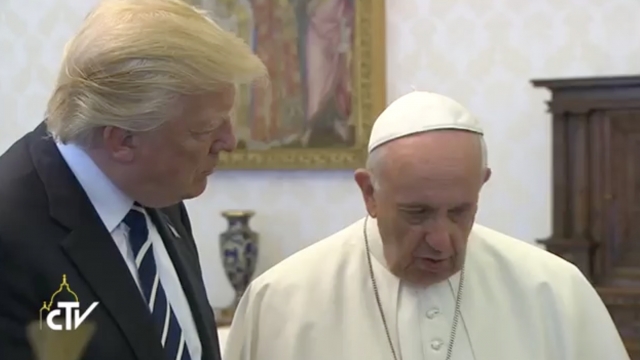 Pope Francis and President Donald Trump meet for the first time.