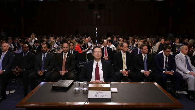 James Comey testifies in front of the Senate Intelligence Committee.