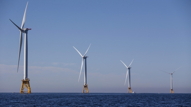 The Block Island Wind Farm pictured off the coast of Rhode Island