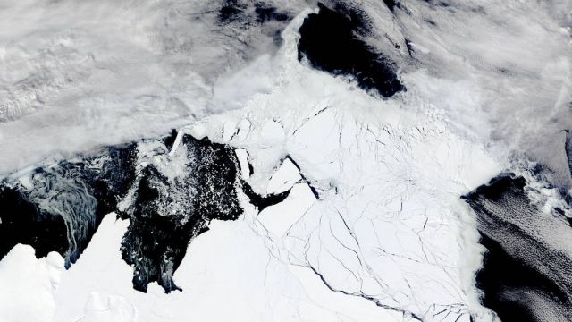 Icebergs broken off of Ross Ice Shelf in Antarctica