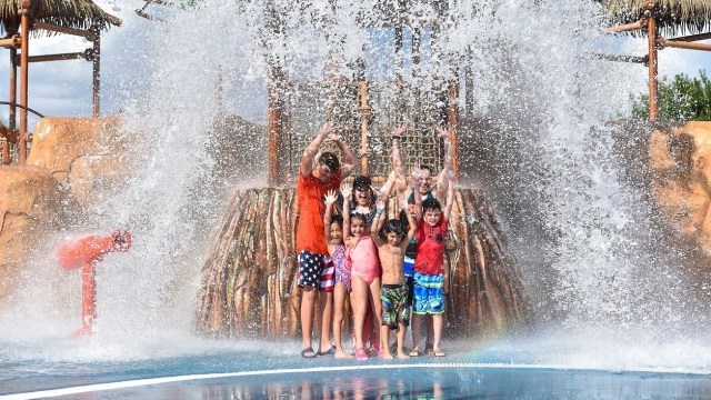 A family enjoys a water park
