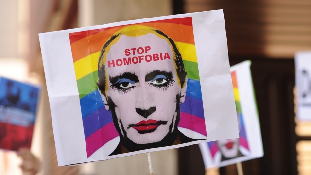 Demonstrators protest Russian anti-LGBTQ laws