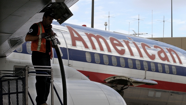 An American Airlines jet is refueled at Phoenix's airport.