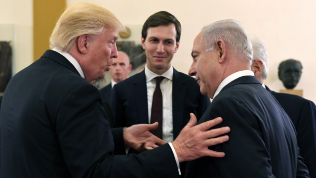 Donald Trump, Jared Kushner and Benjamin Netanyahu