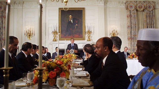 President George W. Bush hosting a Ramadan dinner in 2001.
