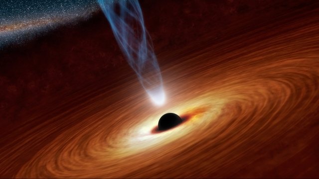 An artist's depiction of a black hole attracting matter
