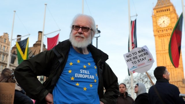 "Remain" supporter in Parliament Square, London
