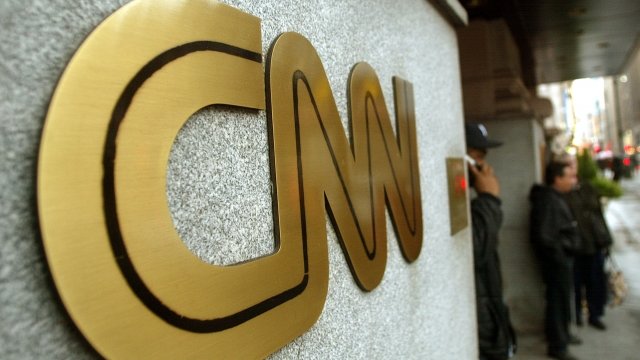 The CNN sign outside its headquarters