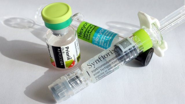 Vials of Priorix, Synflorix and Hexyon vaccines