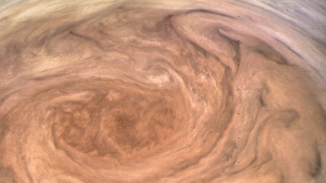 An enhanced image of NASA's Great Red Spot.