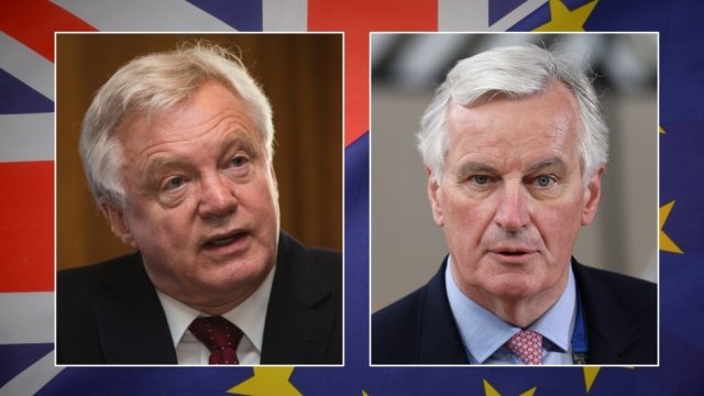 UK Brexit Secretary David Davis, EU Top Negotiator Michel Barnier