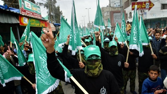 Masked members of Hamas.