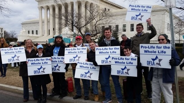 Democrats For Life Of America protest outside the Supreme Court