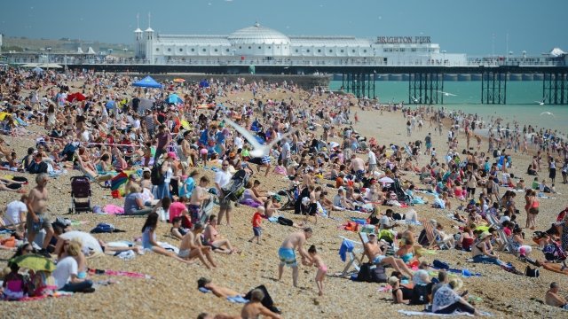 People on a beach in the U.K.